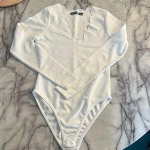 Scalloped White Bodysuit